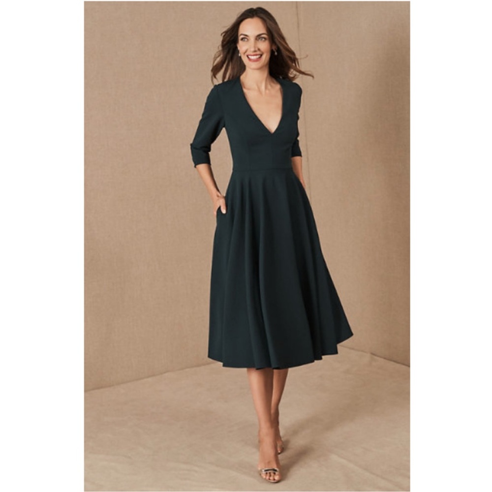 Anthropologie BHLDN Valdis Deep Green Midi Dress